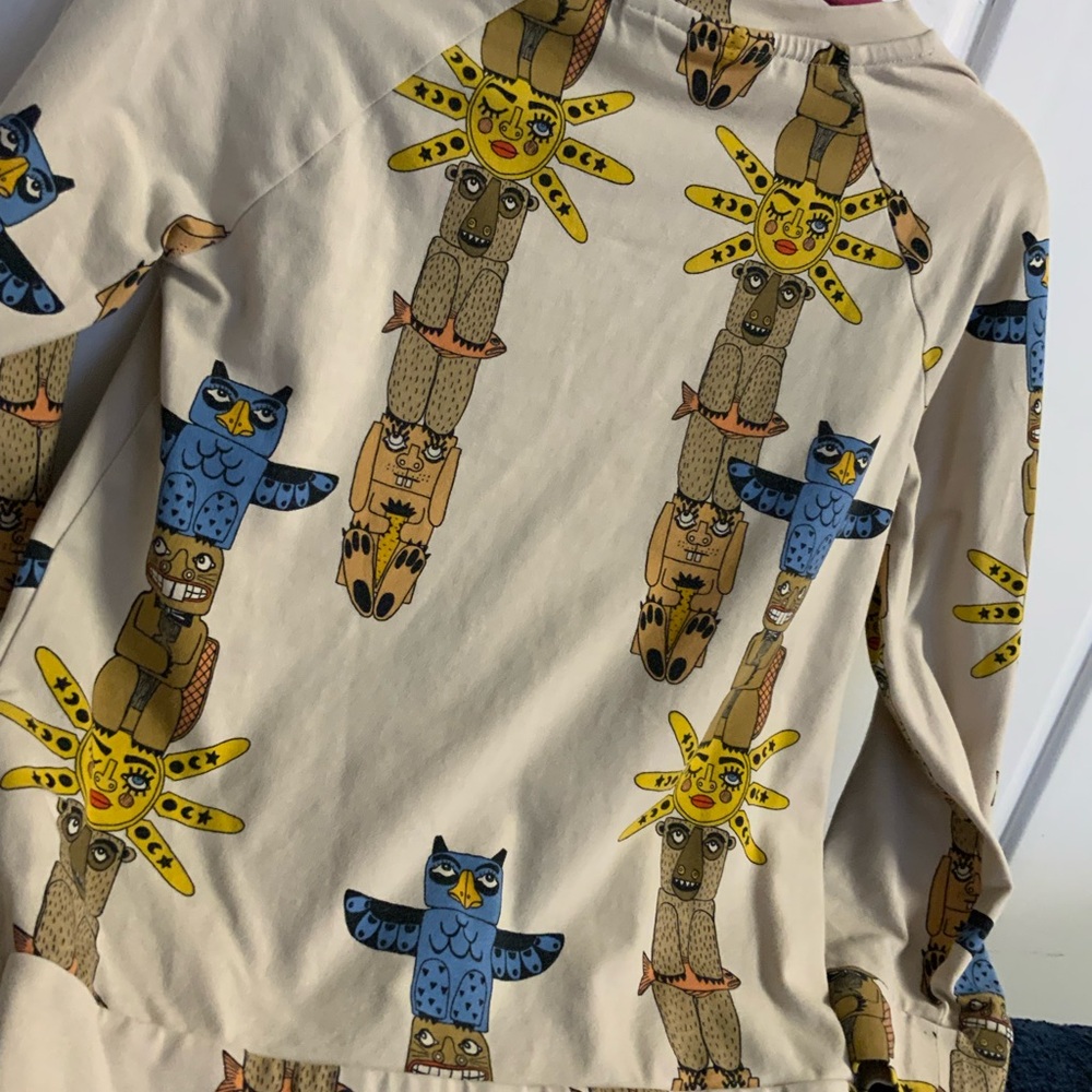 Mini Rodini Cream Tee Shirt with Blue and Brown Owl Print